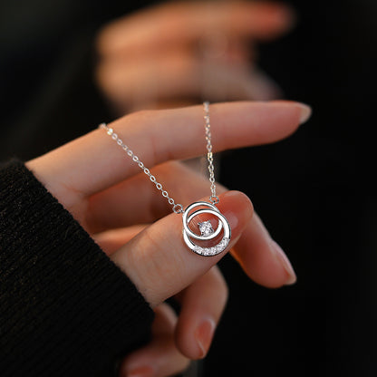 DOUBLE ROUND RING NECKLACE PURE SILVER