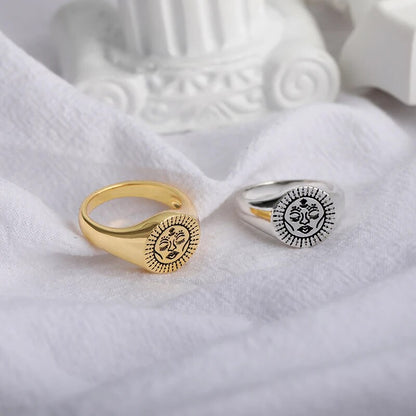 SUN FACE RINGS 18K GOLD PLATED