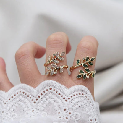 WHEAT LEAF RINGS 14K GOLD PLATED
